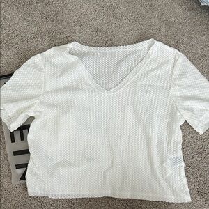 SHEIN White Textured Short Sleeve Top